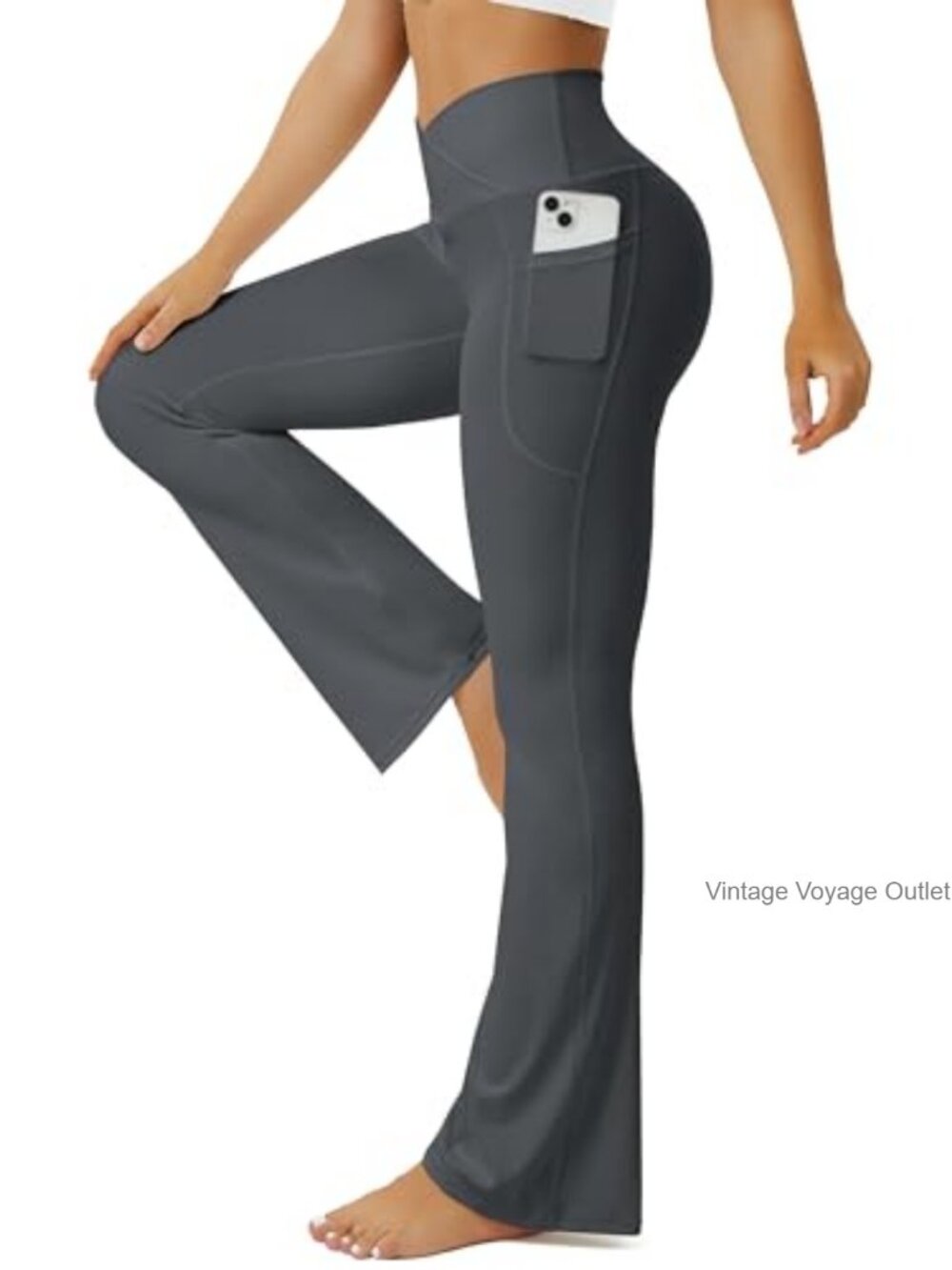Flare Leggings High Waisted Crossover Yoga Pants with Pockets